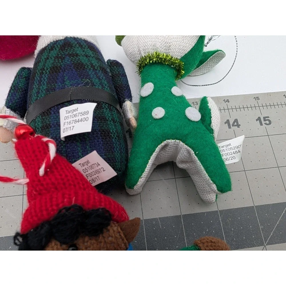 Target Cloth Christmas Ornament Lot Santa Clais Elf Reindeer Felted Wool‎